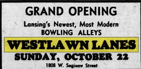 Westlawn Lanes - Oct 21 1950 Ad